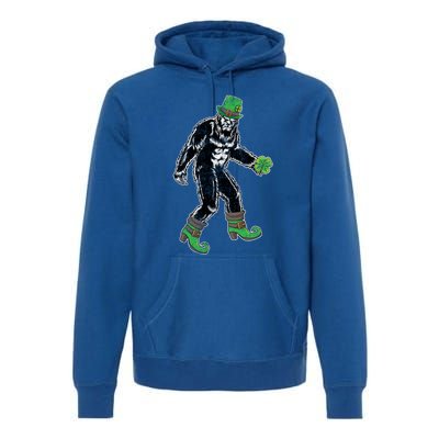 Retro Big Foot Leprechaun St Patrick's Day Sasquatch Lover Great Gift Premium Hoodie