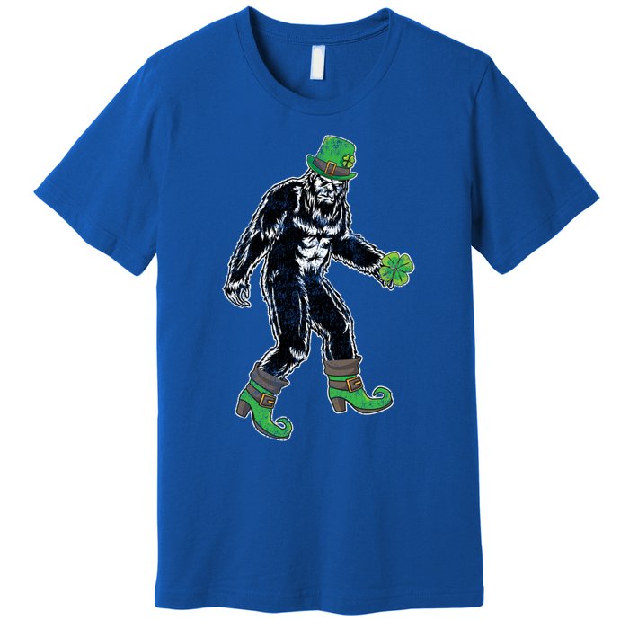 Retro Big Foot Leprechaun St Patrick's Day Sasquatch Lover Great Gift Premium T-Shirt