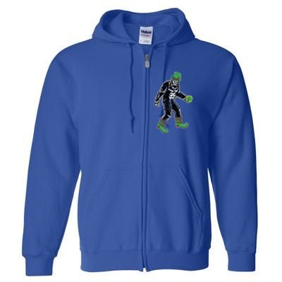 Retro Big Foot Leprechaun St Patrick's Day Sasquatch Lover Great Gift Full Zip Hoodie