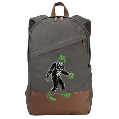 Retro Big Foot Leprechaun St Patrick's Day Sasquatch Lover Great Gift Cotton Canvas Backpack