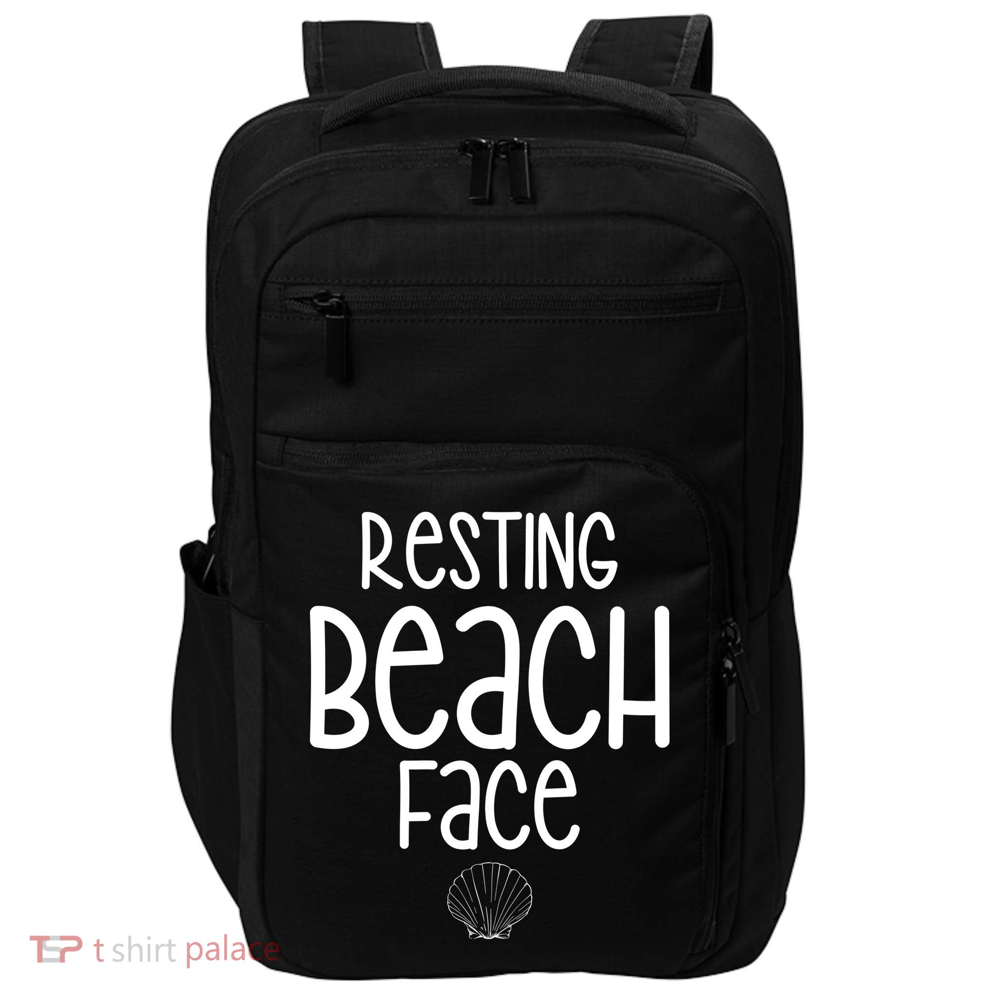 Resting Beach Face Funny Vacation Impact Tech Backpack
