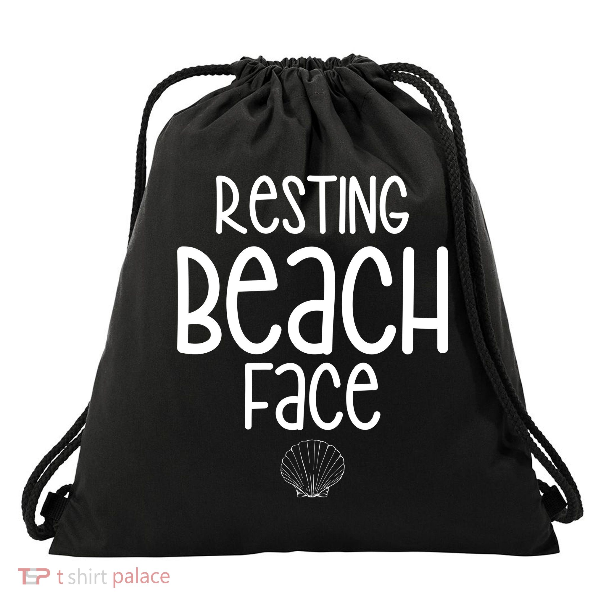 Resting Beach Face Funny Vacation Drawstring Bag