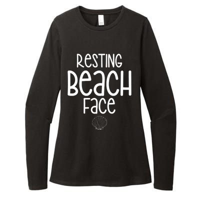 Resting Beach Face Funny Vacation Womens CVC Long Sleeve Shirt