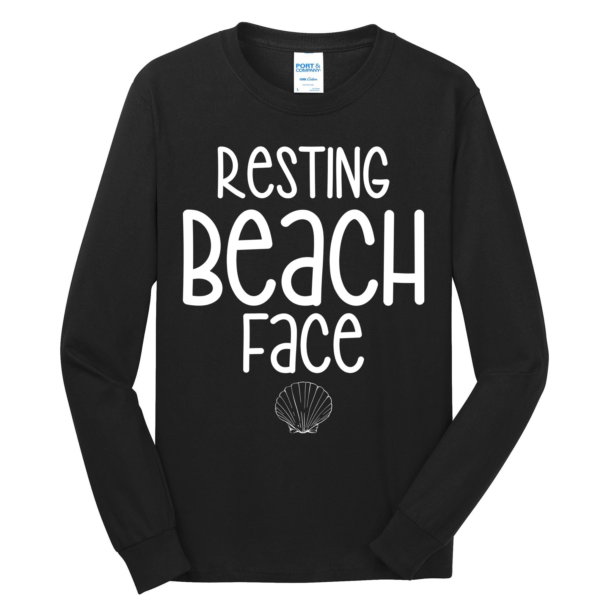 Resting Beach Face Funny Vacation Tall Long Sleeve T-Shirt