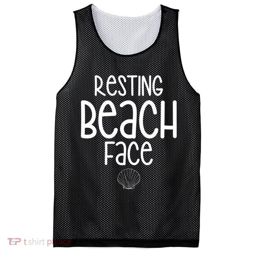 Resting Beach Face Funny Vacation Mesh Reversible Basketball Jersey Tank