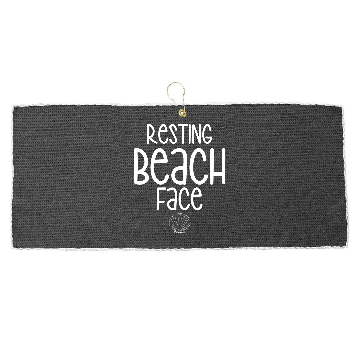 Resting Beach Face Funny Vacation Large Microfiber Waffle Golf Towel