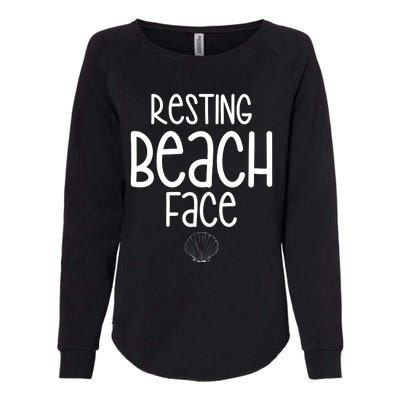 Resting Beach Face Funny Vacation Womens California Wash Sweatshirt