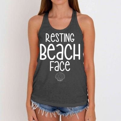 Resting Beach Face Funny Vacation Women's Knotted Racerback Tank