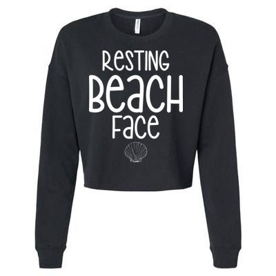 Resting Beach Face Funny Vacation Cropped Pullover Crew