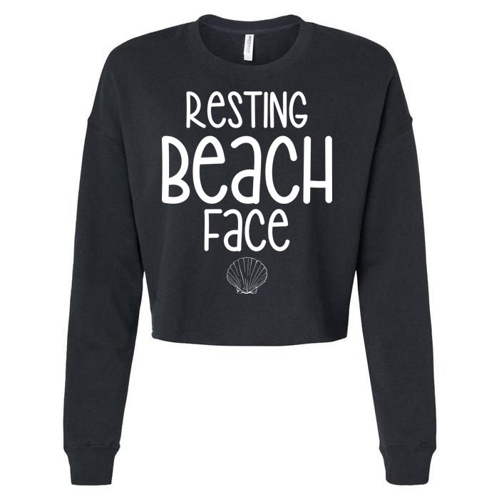 Resting Beach Face Funny Vacation Cropped Pullover Crew