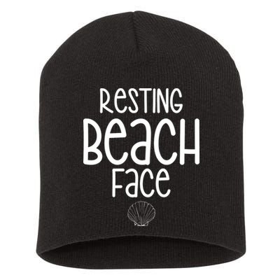 Resting Beach Face Funny Vacation Short Acrylic Beanie