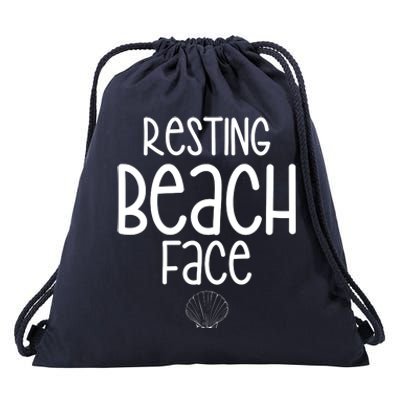 Resting Beach Face Funny Vacation Drawstring Bag