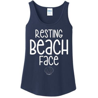 Resting Beach Face Funny Vacation Ladies Essential Tank