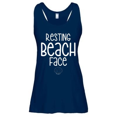 Resting Beach Face Funny Vacation Ladies Essential Flowy Tank