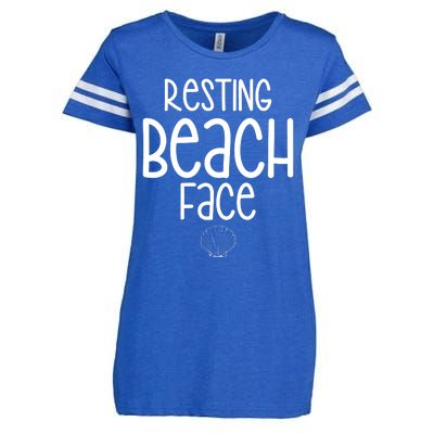 Resting Beach Face Funny Vacation Enza Ladies Jersey Football T-Shirt