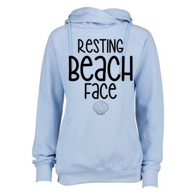 Resting Beach Face Funny Vacation Womens Funnel Neck Pullover Hood