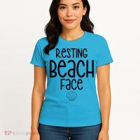 Resting Beach Face Funny Vacation Womens T-Shirt