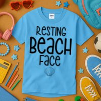 Resting Beach Face Funny Vacation Kids T-Shirt