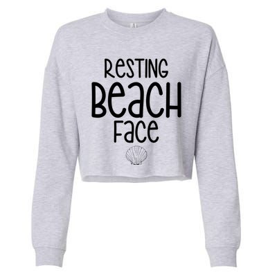 Resting Beach Face Funny Vacation Cropped Pullover Crew