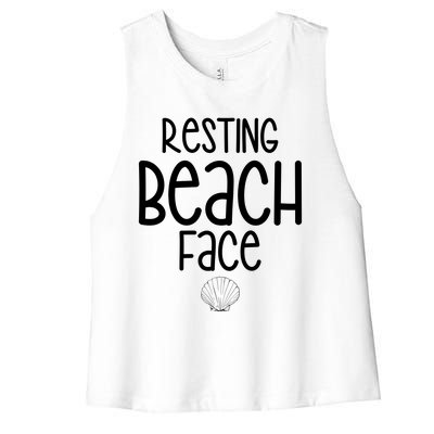 Resting Beach Face Funny Vacation Women's Racerback Cropped Tank