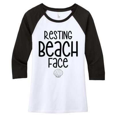 Resting Beach Face Funny Vacation Women's Tri-Blend 3/4-Sleeve Raglan Shirt