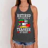 Retired But Forever A Teacher At Heart Teacher Retirement Women's Knotted Racerback Tank