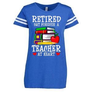 Retired But Forever A Teacher At Heart Teacher Retirement Enza Ladies Jersey Football T-Shirt