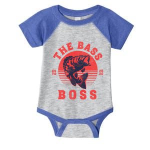 Reels Bass Funny The Bass Boss Fisher Fish Fishing Dad Cool Gift Infant Baby Jersey Bodysuit