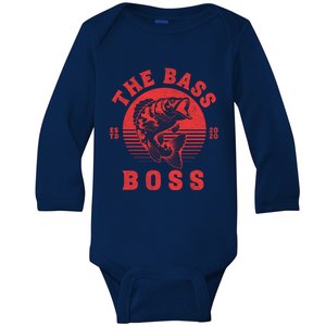 Reels Bass Funny The Bass Boss Fisher Fish Fishing Dad Cool Gift Baby Long Sleeve Bodysuit