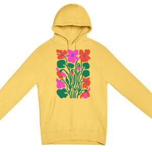 Retro Boho Flowers Floral Pattern Premium Pullover Hoodie