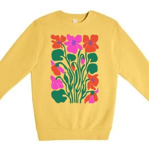 Retro Boho Flowers Floral Pattern Premium Crewneck Sweatshirt