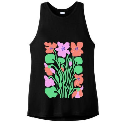 Retro Boho Flowers Floral Pattern Ladies PosiCharge Tri-Blend Wicking Tank