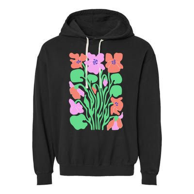 Retro Boho Flowers Floral Pattern Garment-Dyed Fleece Hoodie