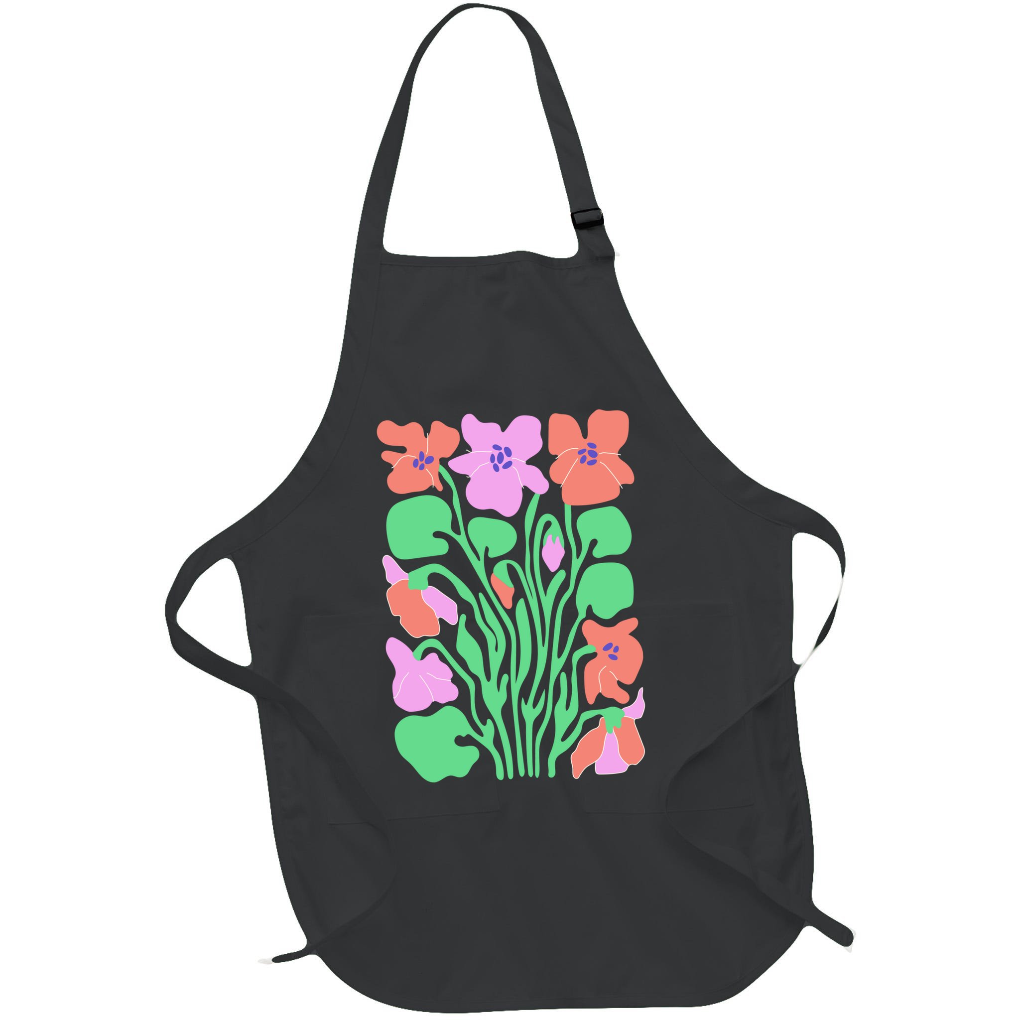 Retro Boho Flowers Floral Pattern Apron