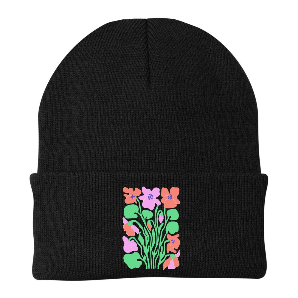 Retro Boho Flowers Floral Pattern Beanie