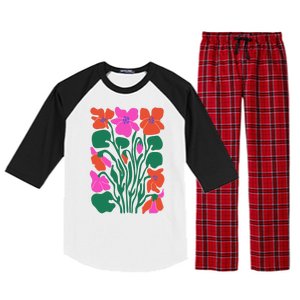 Retro Boho Flowers Floral Pattern Raglan Sleeve Pajama Set