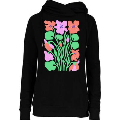Retro Boho Flowers Floral Pattern Womens Funnel Neck Pullover Hood
