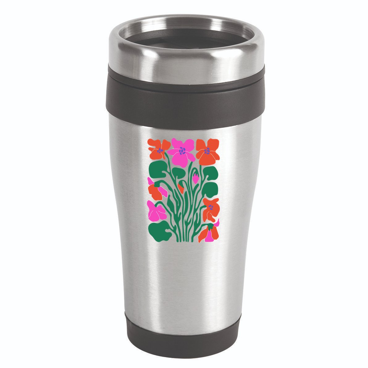 Retro Boho Flowers Floral Pattern 16oz Travel Tumbler