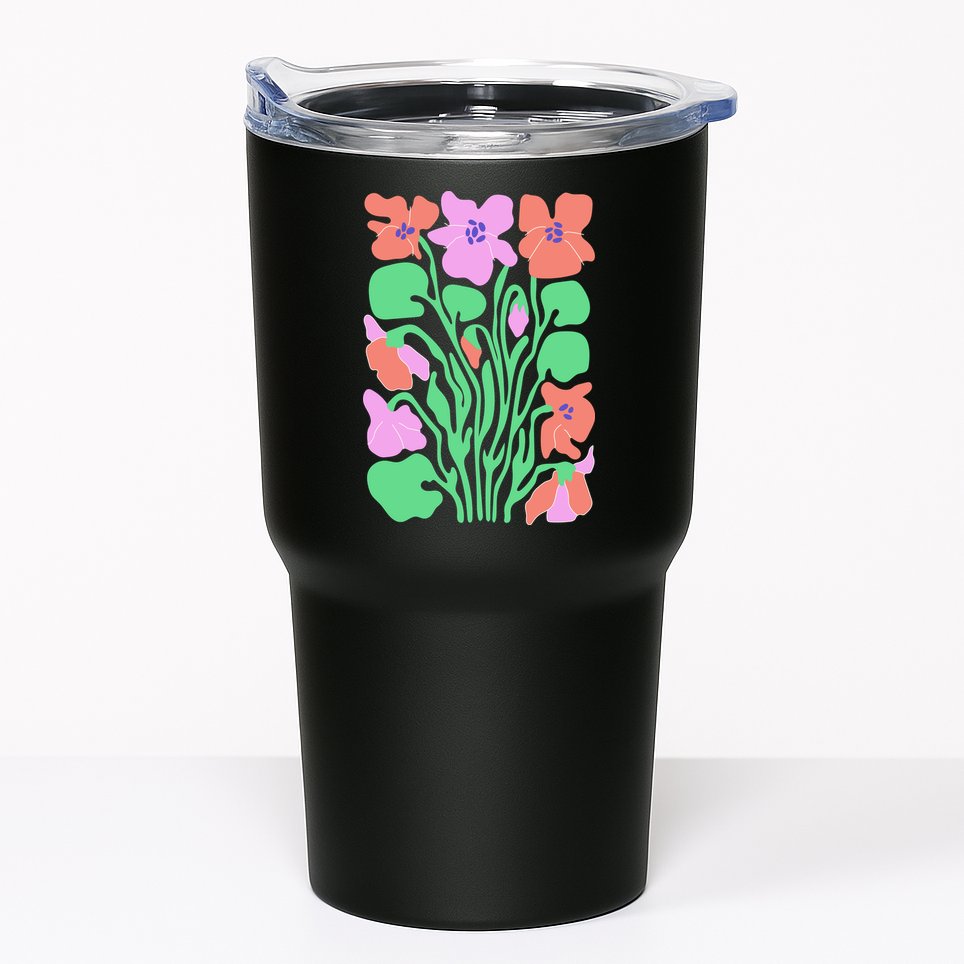 Retro Boho Flowers Floral Pattern Tumbler