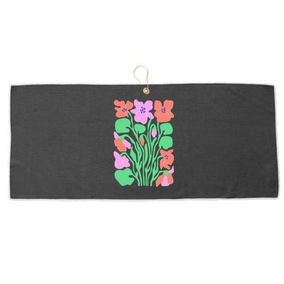 Retro Boho Flowers Floral Pattern Large Microfiber Waffle Golf Towel
