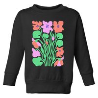 Retro Boho Flowers Floral Pattern Toddler Sweatshirt