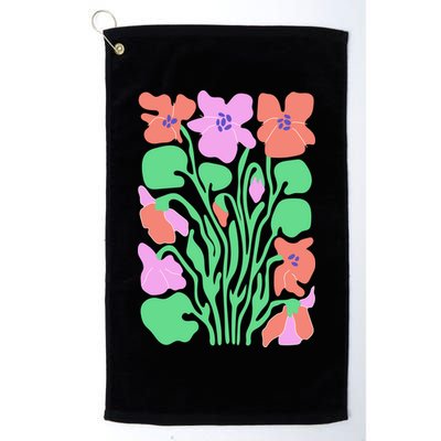 Retro Boho Flowers Floral Pattern Golf Towel