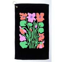 Retro Boho Flowers Floral Pattern Golf Towel