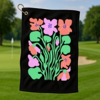 Retro Boho Flowers Floral Pattern Golf Towel