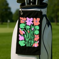 Retro Boho Flowers Floral Pattern Golf Towel