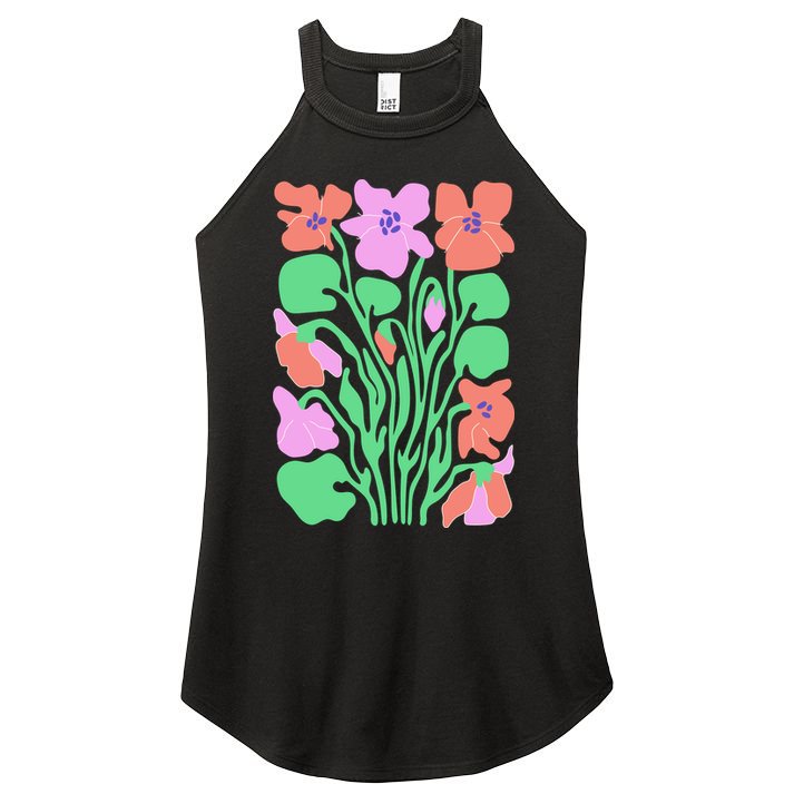 Retro Boho Flowers Floral Pattern Women's Perfect Tri Rocker Tank
