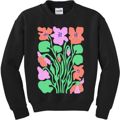 Retro Boho Flowers Floral Pattern Kids Sweatshirt