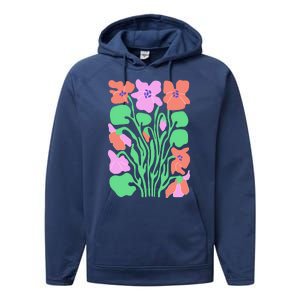 Retro Boho Flowers Floral Pattern Performance Fleece Hoodie