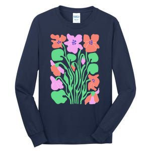 Retro Boho Flowers Floral Pattern Tall Long Sleeve T-Shirt