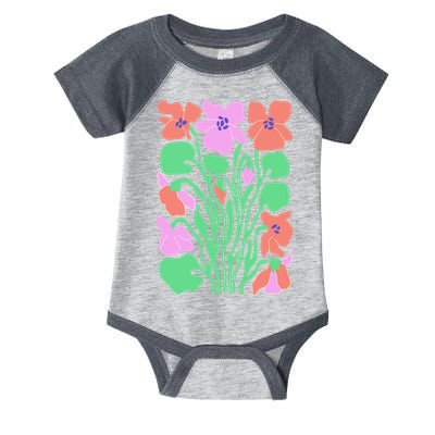 Retro Boho Flowers Floral Pattern Infant Baby Jersey Bodysuit